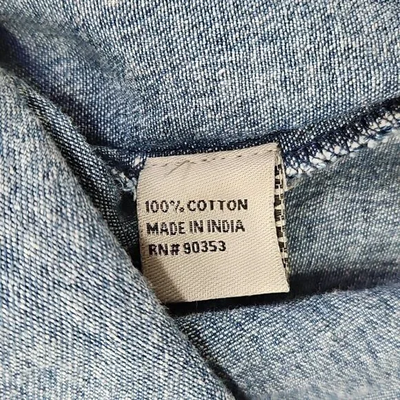 J Gee Chambray Denim Shirt Dress Women's Medium Blue Western Boho Y2K NWT Snaps - Picture 12 of 13